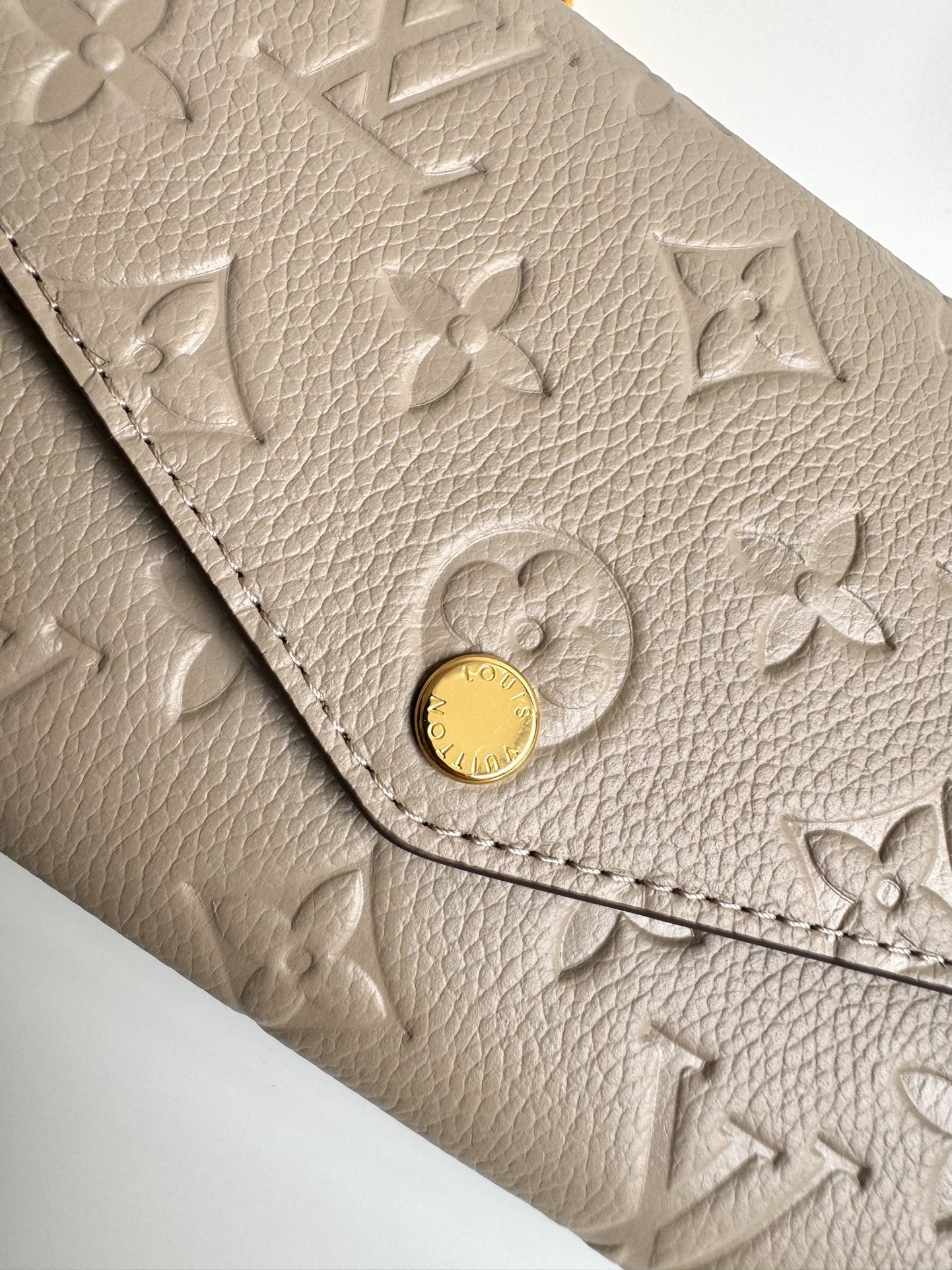 Louis Vuitton Taupe Embossed Leather Envelope Wallet with Snap Button Closure