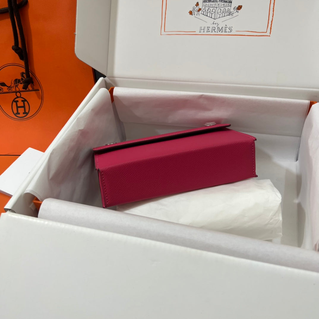 Hermès Click 16 Wallet with Shoulder Strap - Epsom Leather - Pink