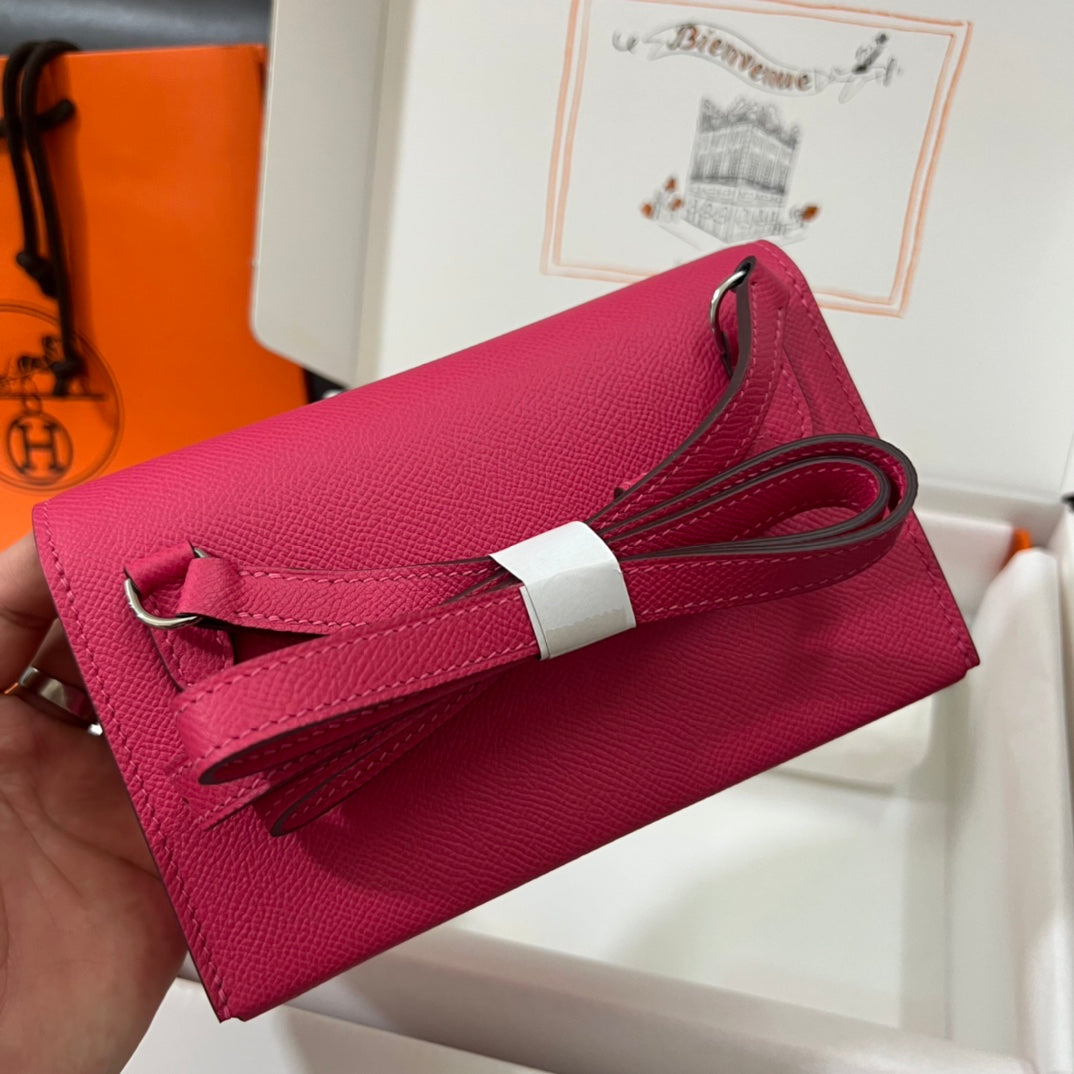 Hermès Click 16 Wallet with Shoulder Strap - Epsom Leather - Pink