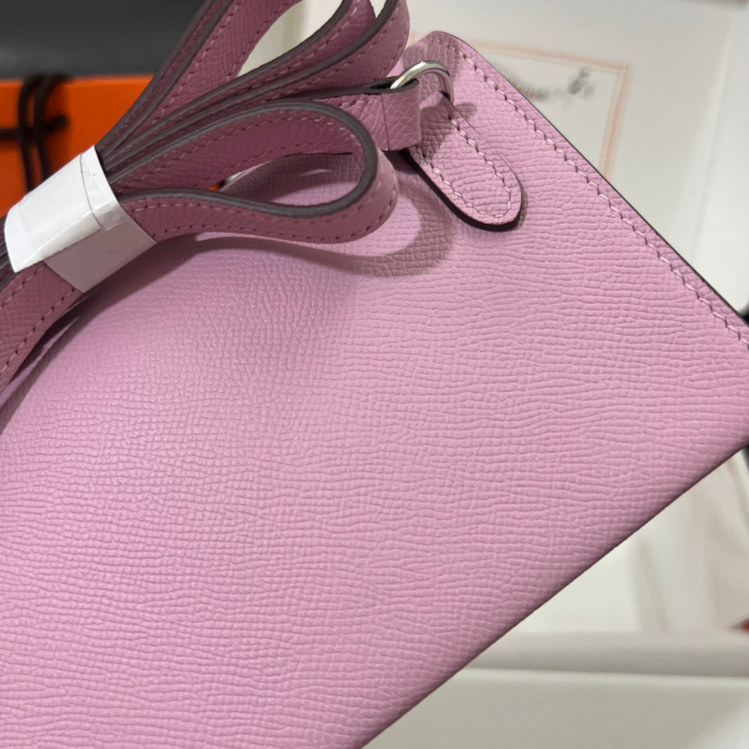 Hermès Click 16 Wallet with Strap - Mauve Sylvestre Epsom Leather