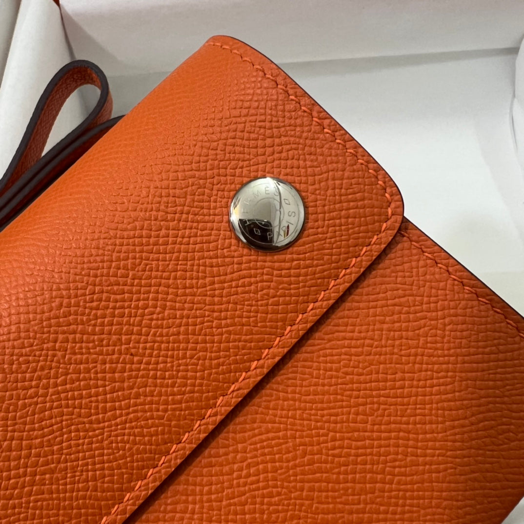 Hermès Orange Leather Mini Crossbody Bag with Strap