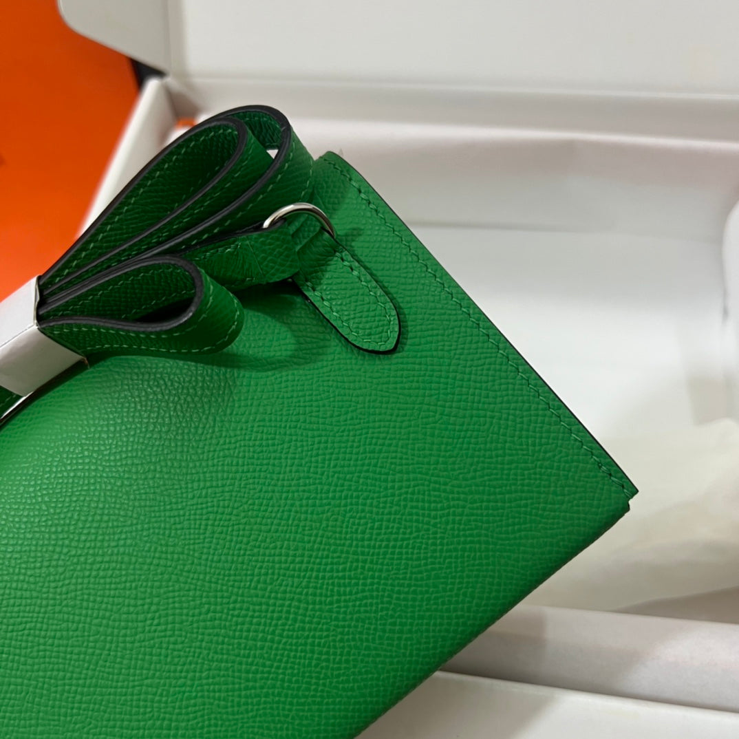 Hermès Green Leather Mini Crossbody Bag with Adjustable Strap