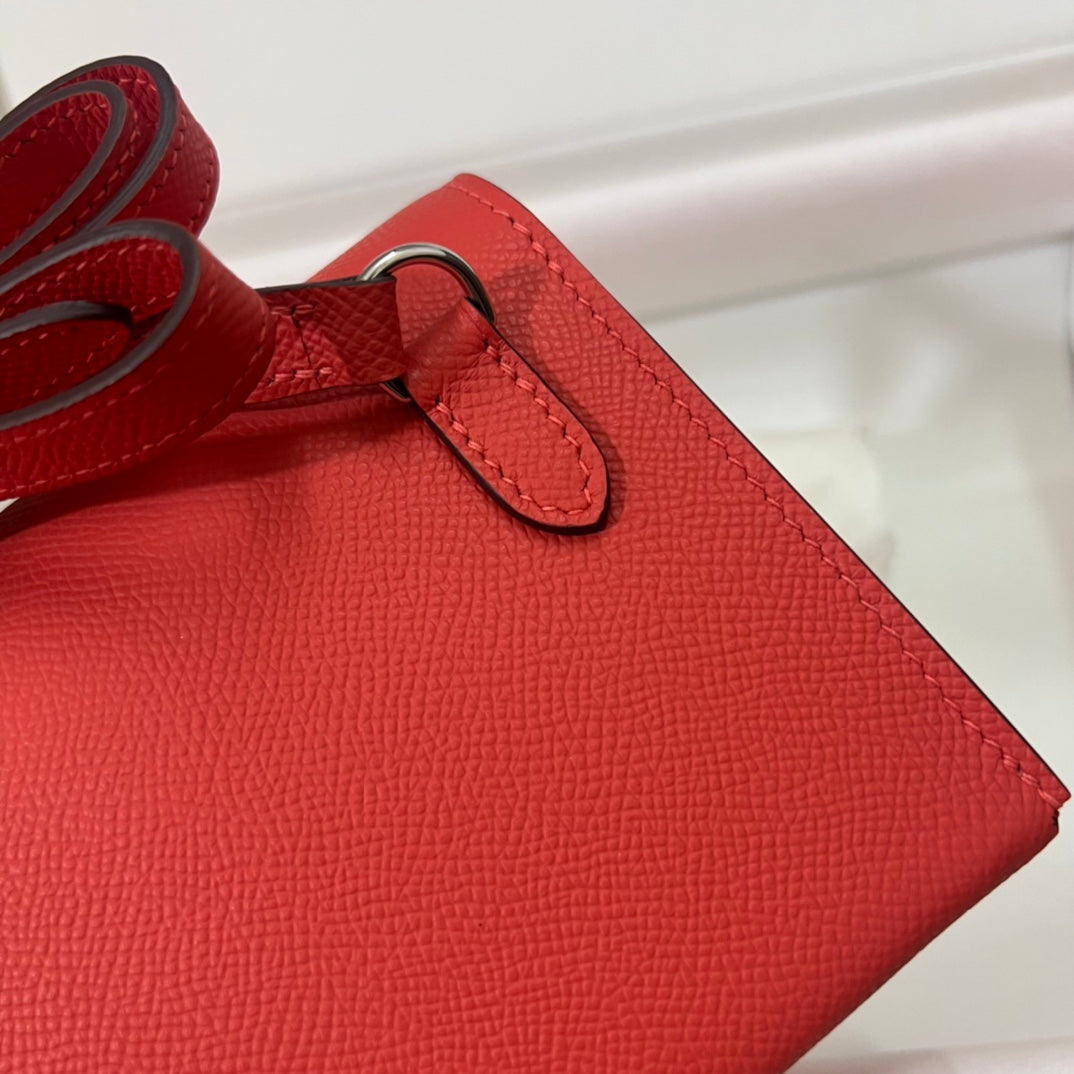 Hermès Clic 16 Wallet on Strap Red Epsom Leather