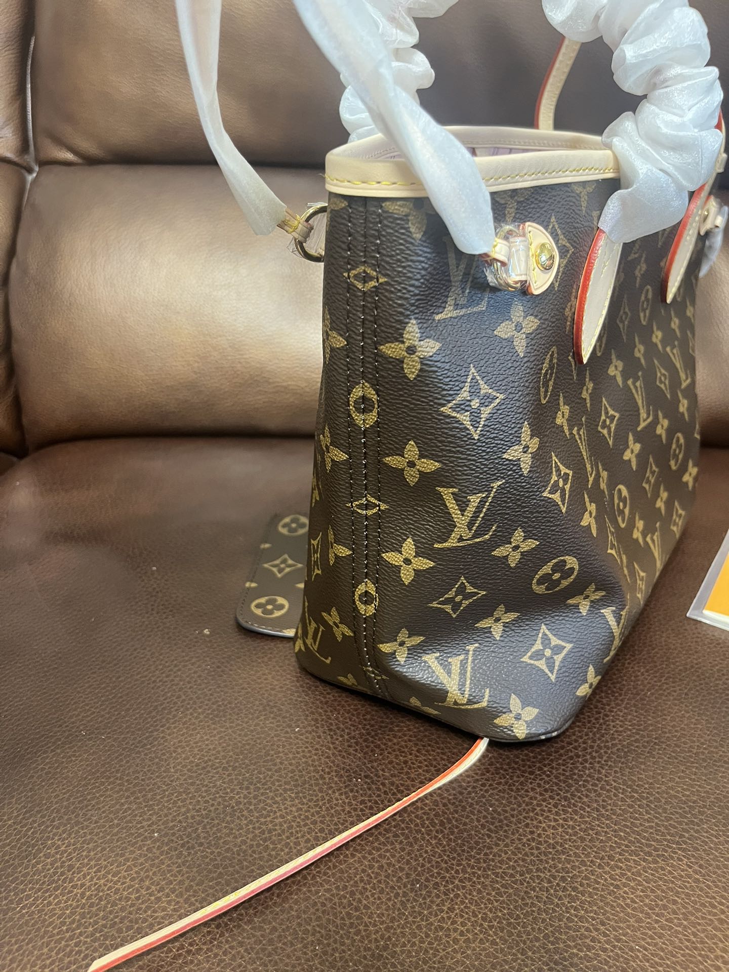 Louis Vuitton Classic Monogram Brown Canvas Tote Bag with Matching Pouch