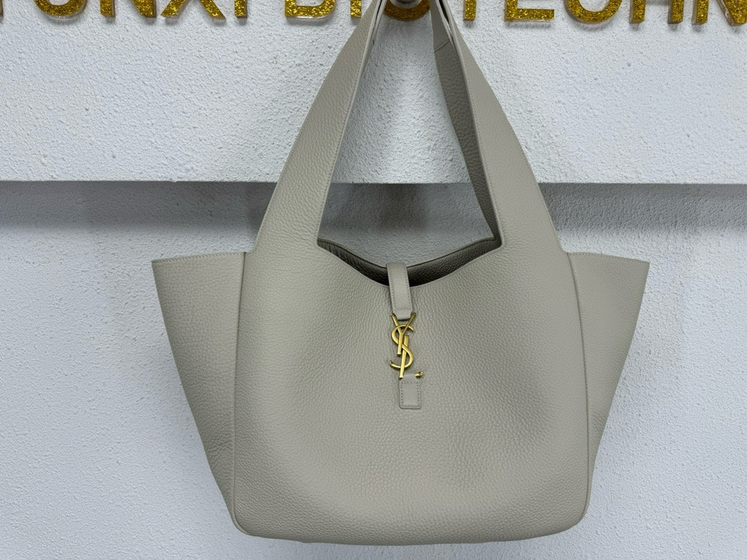 Saint Laurent Le 5 à 7 Small Soft Hobo Bag in Grey Leather