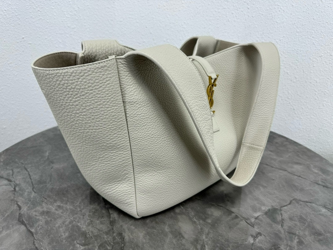 Saint Laurent Le 5 à 7 Small Soft Hobo Bag in Grey Leather