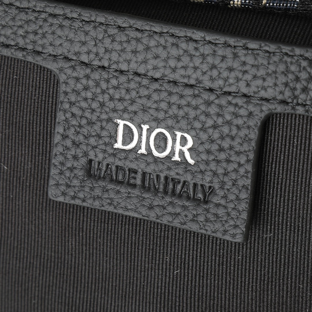 Dior Vintage Monogram Canvas Saddle Shoulder Bag with Black Leather Flap