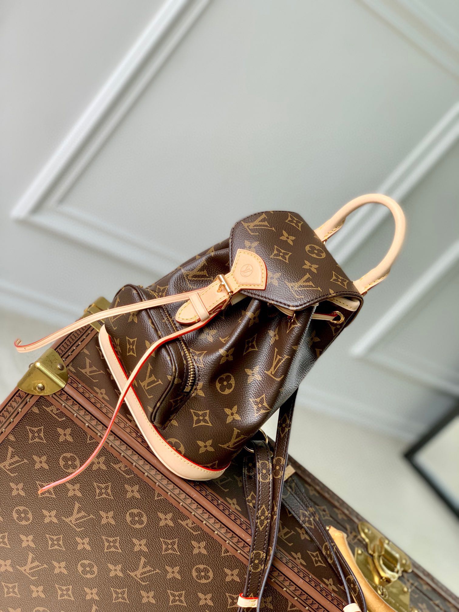 Louis Vuitton Vintage Brown Monogram Canvas Mini Backpack with Buckle