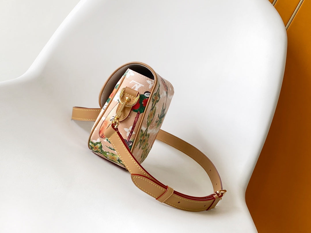 Louis Vuitton Tropical Palm Tree Floral Print Canvas Crossbody Saddle Bag