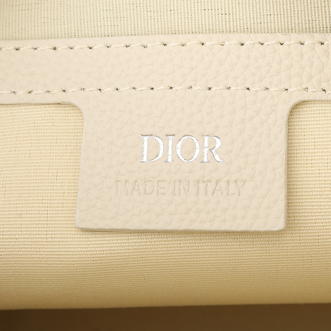 Dior Cream White Embossed Crossbody Camera Bag with Wide Strap