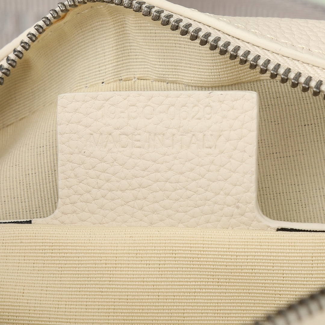 Dior Cream White Embossed Crossbody Camera Bag with Wide Strap