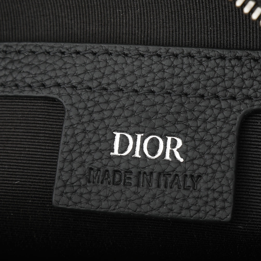 Dior Black Embossed Monogram Leather Crossbody Shoulder Bag
