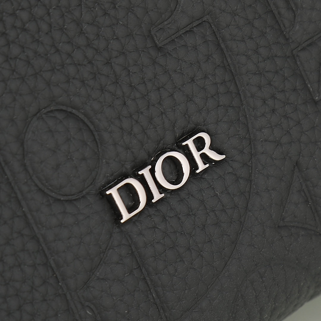 Dior Black Embossed Monogram Leather Crossbody Shoulder Bag
