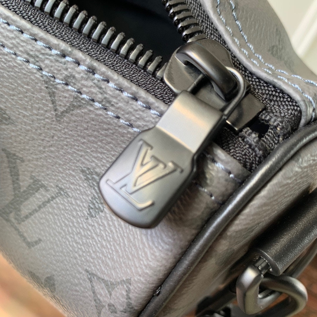 Louis Vuitton Grey Monogram Print Mini Duffle Bag with Turquoise Trim