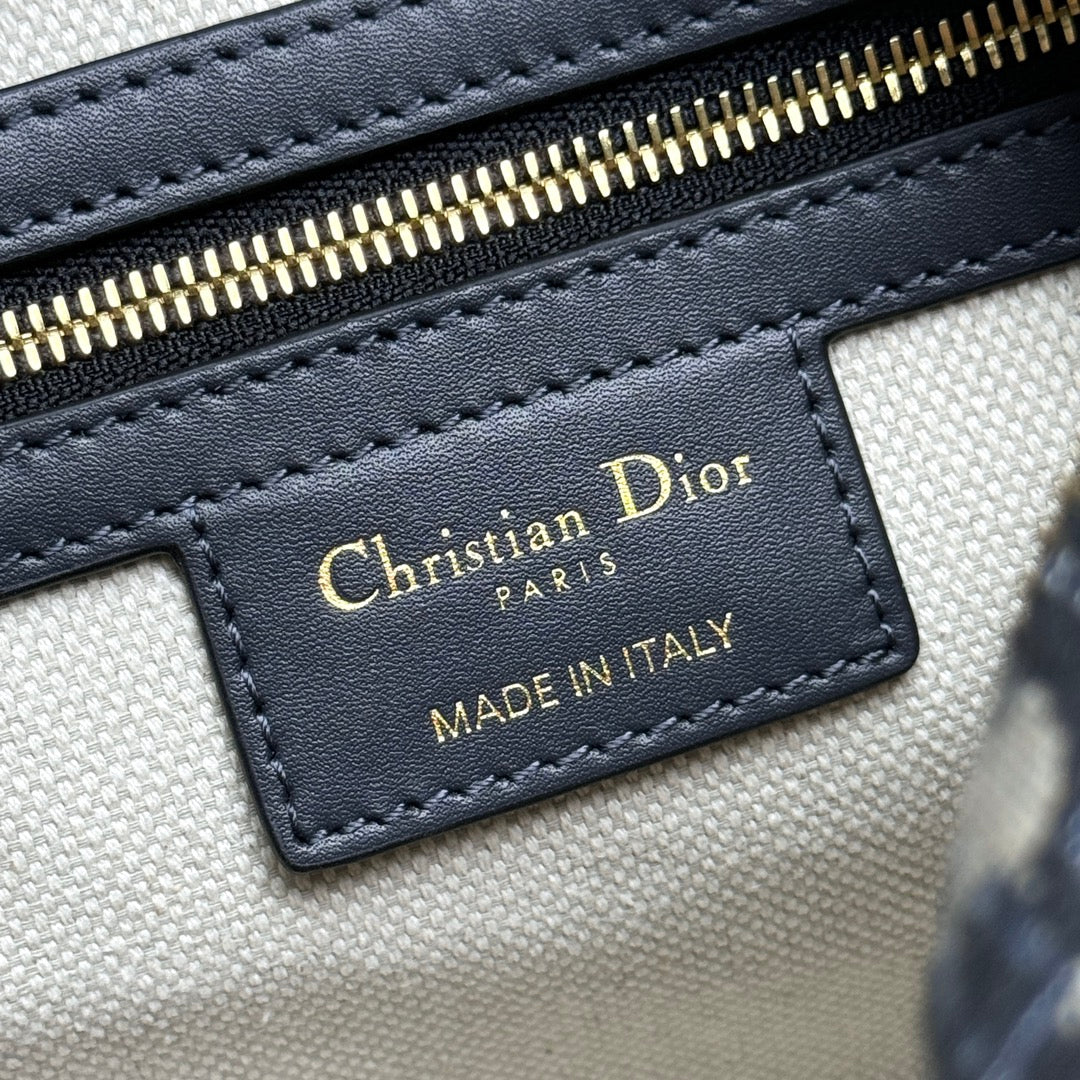 Dior Blue Monogram Canvas Mini Boston Bag with Leather Shoulder Strap