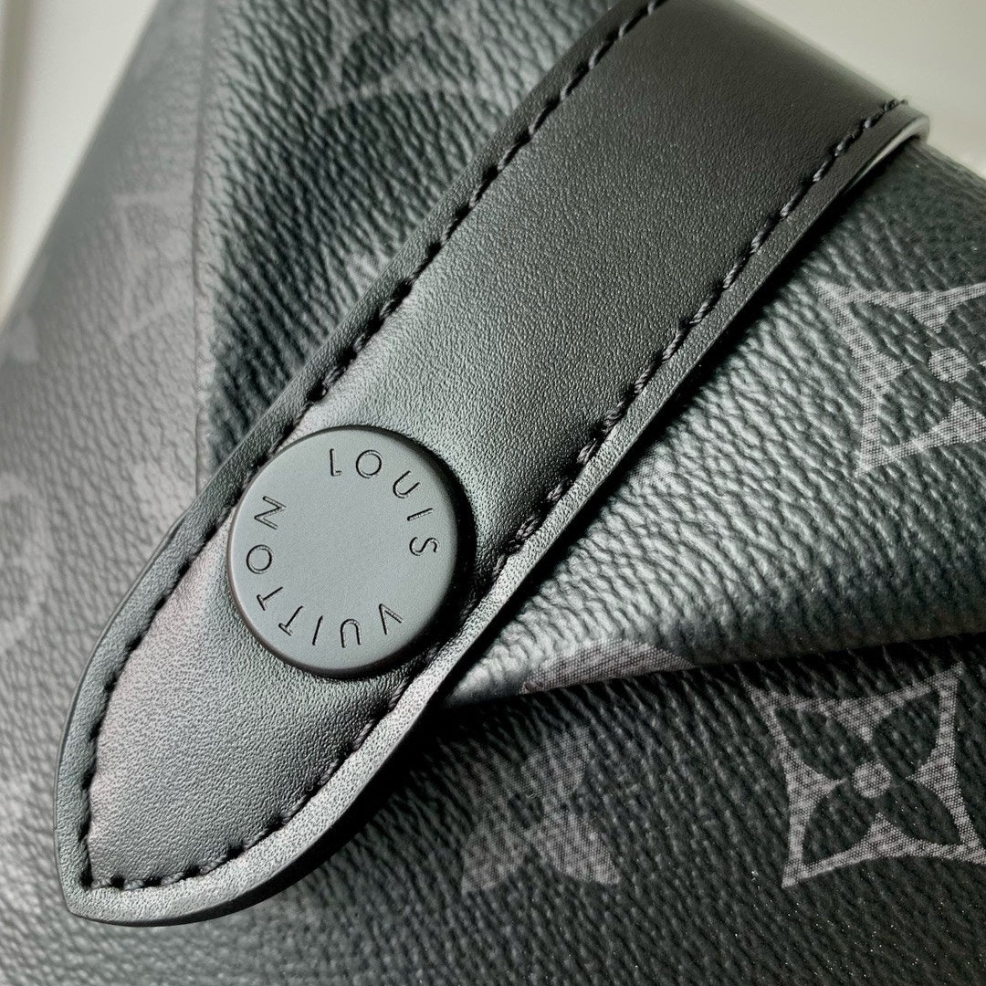 Louis Vuitton Black and Gray Monogram Pattern Mini Crossbody Bag with Flap