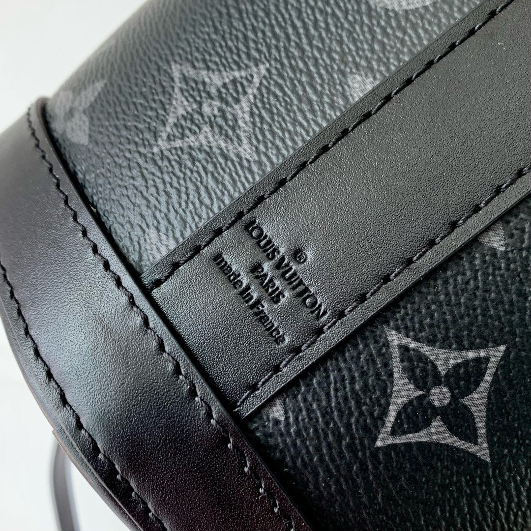 Louis Vuitton Black and Gray Monogram Pattern Mini Crossbody Bag with Flap