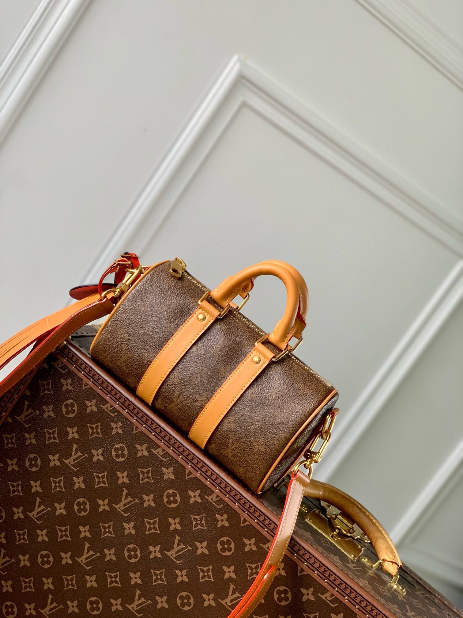 Louis Vuitton Vintage Style Brown Monogram Mini Duffle Bag with Crossbody Strap