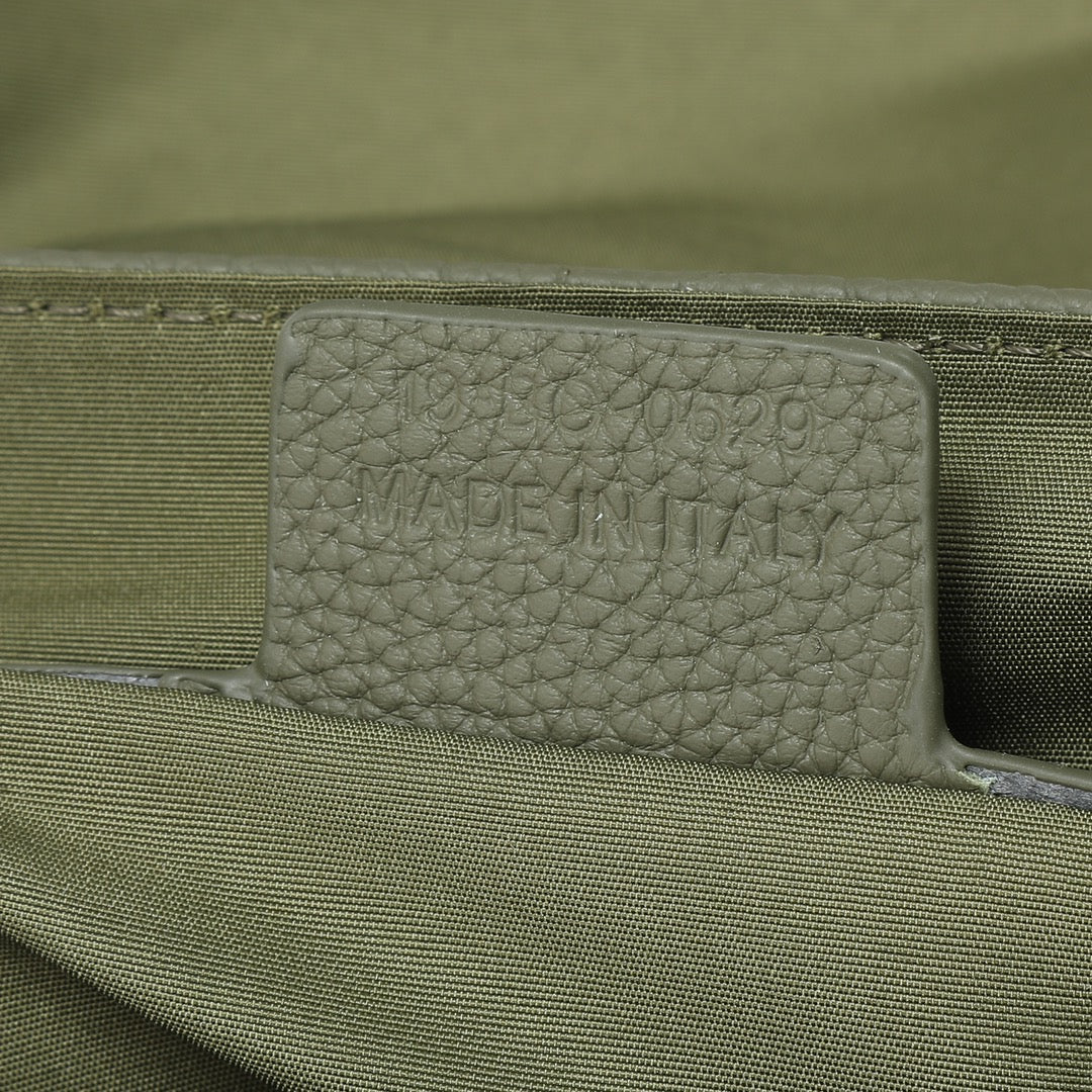Dior Olive Green Embossed Leather Crossbody Messenger Bag with Buckles