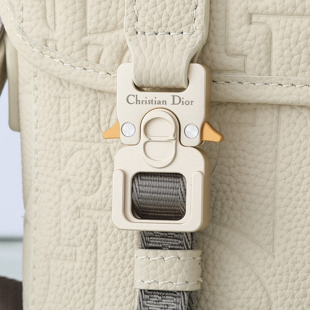 Dior Cream Off-White Embossed Monogram Crossbody Messenger Bag