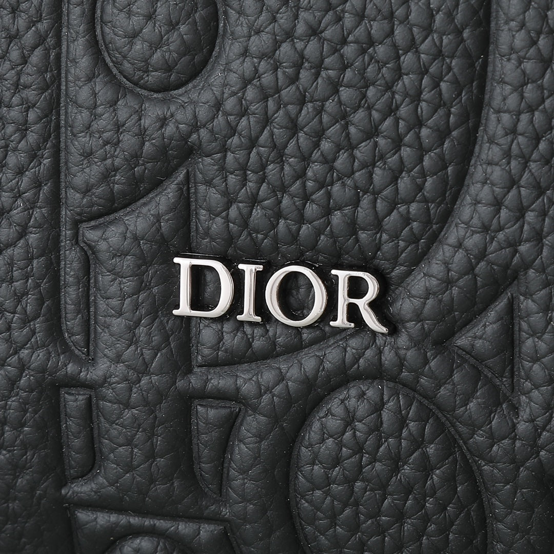 Dior Modern Black Embossed Crossbody Messenger Bag with Tactical Buckles