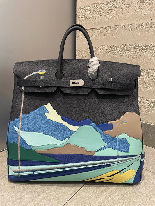 Hermès Birkin 40 Endless Road Black Leather Handbag with Silver Hardware