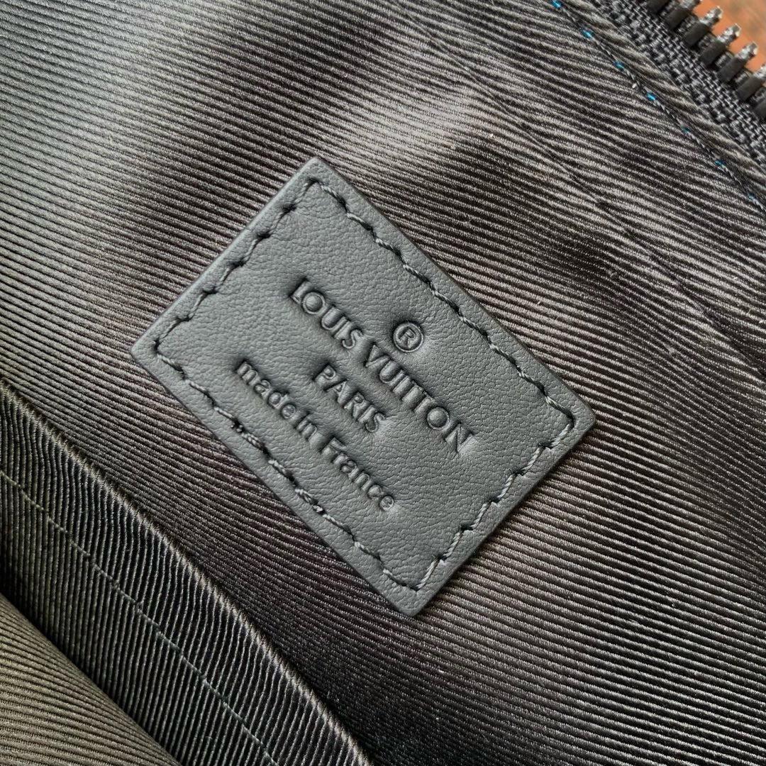 Louis Vuitton Grey Monogram Messenger Bag with Turquoise Trim and Mini Pouch