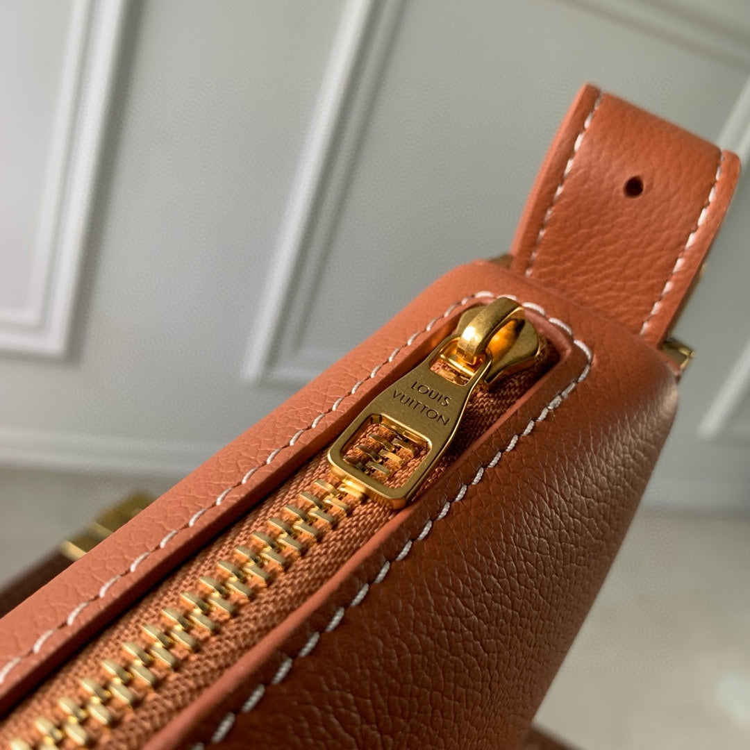 Louis Vuitton Modern Brown Leather Crescent Waist Bag with Adjustable Strap
