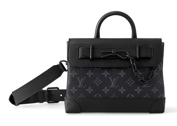 Louis Vuitton Black Monogram Pattern Canvas Crossbody Handbag with Top Handle