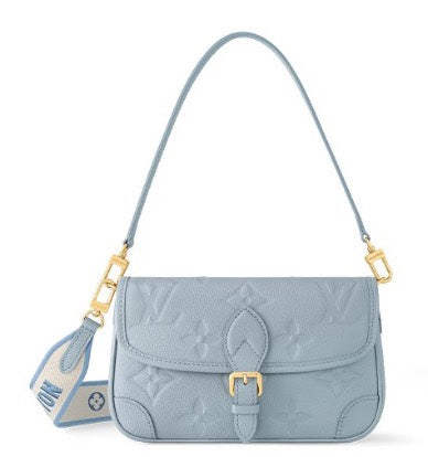 Louis Vuitton Light Blue Embossed Leather Shoulder Bag with Gold Hardware