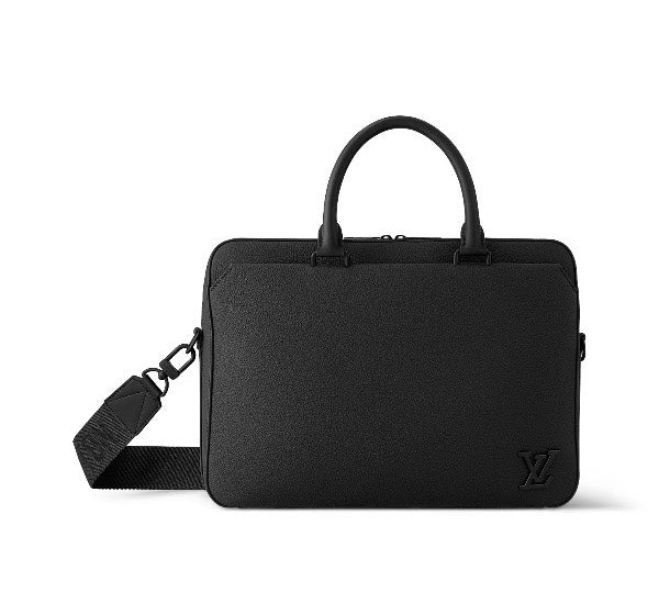 Louis Vuitton Classic Black Laptop Briefcase with Detachable Shoulder Strap