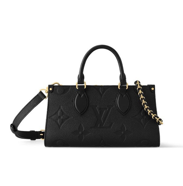 Louis Vuitton Black Embossed Leather Top Handle Shoulder Bag with Gold Hardware