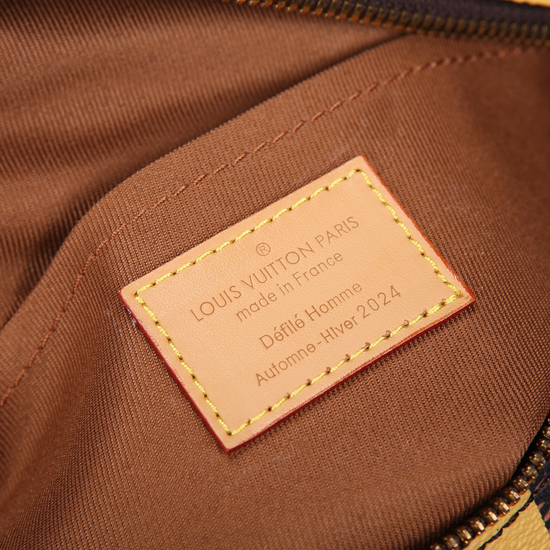 Louis Vuitton Yellow and Brown Checkerboard Diamond-Shaped Crossbody Bag