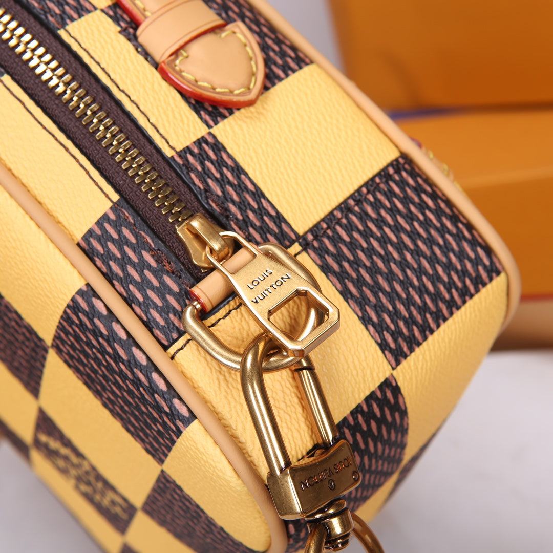 Louis Vuitton Yellow and Brown Checkerboard Diamond-Shaped Crossbody Bag