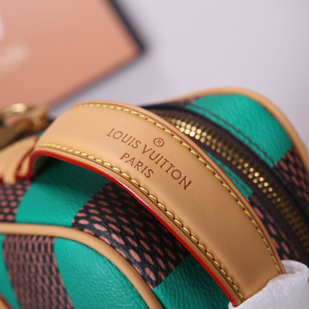 Louis Vuitton Geometric Green and Brown Checkerboard Diamond Crossbody Bag