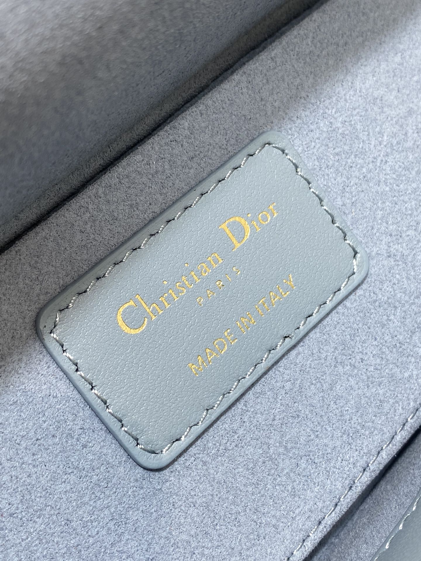 Dior Elegant Light Blue Quilted Leather Crossbody Bag with Top Handle