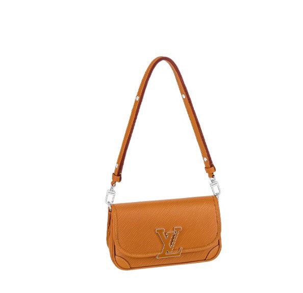 Louis Vuitton Classic Mustard Yellow Leather Flap Shoulder Bag with Gold Clasp