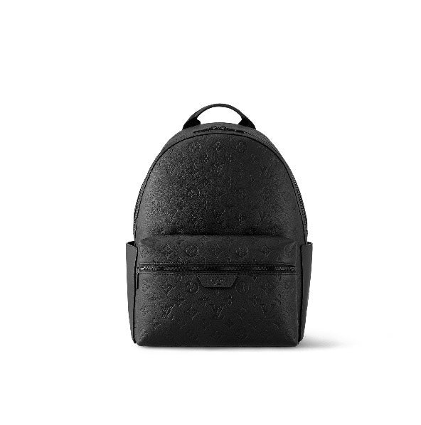 Louis Vuitton Minimalist Black Embossed Pattern Unisex Leather Backpack
