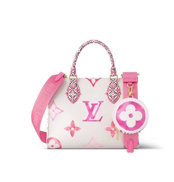 Louis Vuitton Pink and White Monogram Crossbody Handbag with Coin Pouch