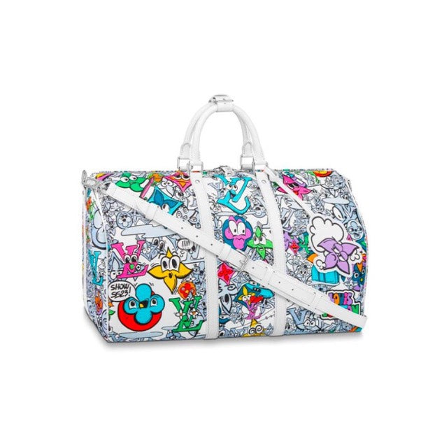 Louis Vuitton Colorful Cartoon Graffiti Print Canvas Weekend Travel Duffle Bag