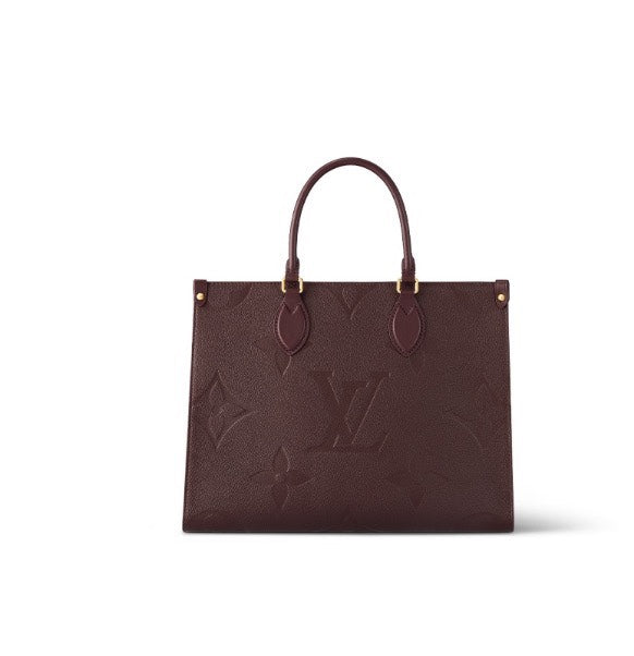 Louis Vuitton Dark Burgundy Embossed Leather Tote Bag with Top Handles