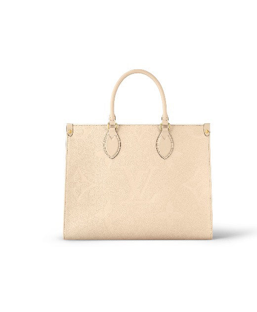 Louis Vuitton Onthego MM Monogram Empreinte Leather Tote Bag - Cream