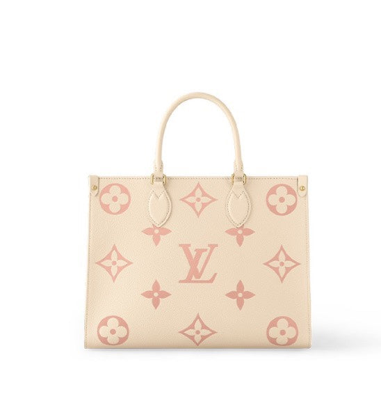 Louis Vuitton Large Beige and Pink Floral Monogram Pattern Luxury Tote Bag