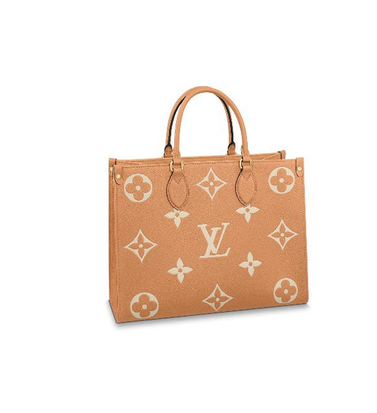 Louis Vuitton Large Brown Monogram Pattern Leather Tote Bag with Handles