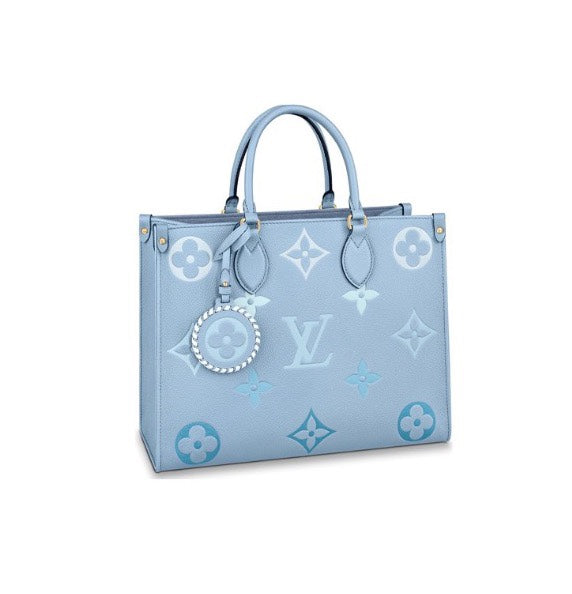 Louis Vuitton Light Blue Monogram Pattern Structured Leather Tote Bag for Women