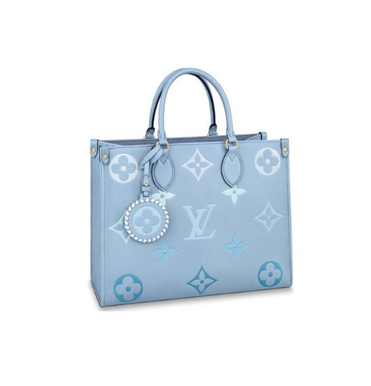 Louis Vuitton Light Blue Monogram Pattern Structured Leather Tote Bag for Women
