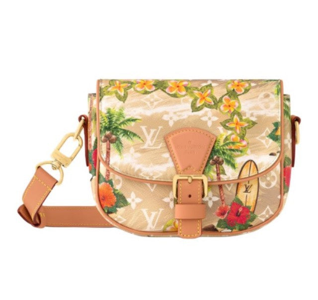 Louis Vuitton Tropical Palm Tree Floral Print Canvas Crossbody Saddle Bag