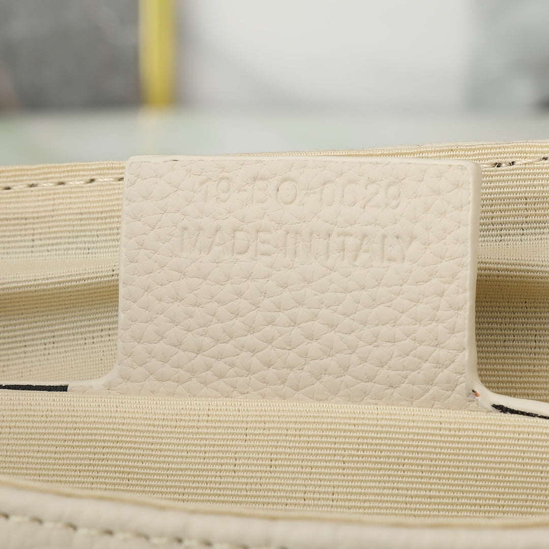 Dior Luxury Off-White Embossed Leather Crossbody Shoulder Bag