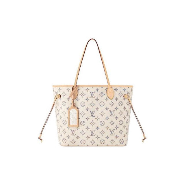 Louis Vuitton Cream Monogram Canvas Shoulder Tote Bag with Leather Straps