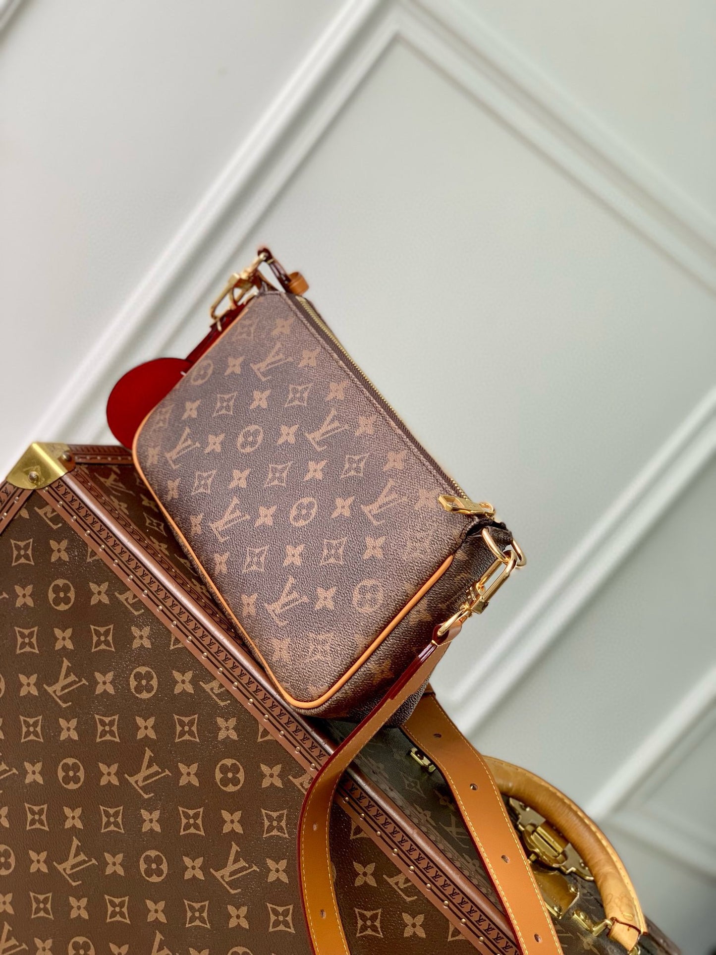 Louis Vuitton Classic Brown Monogram Shoulder Bag with Leather Tassel